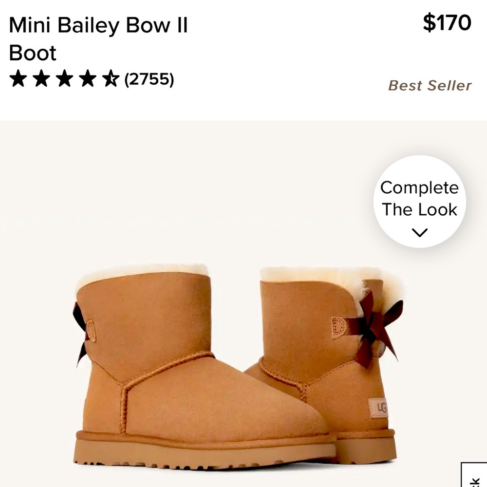 UGG Mini Bailey Bow II Boots - Chestnut, Size 11